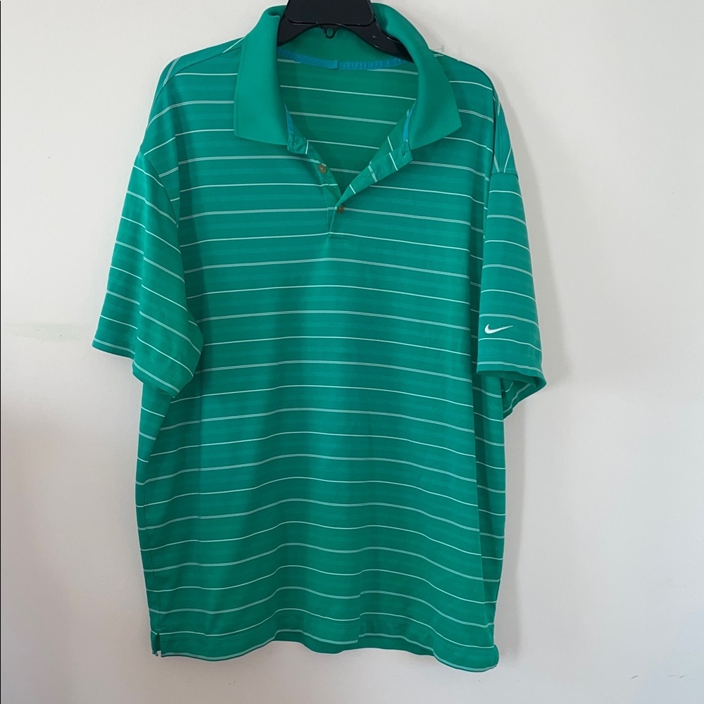 Nike Teal Green Stripe Polo Shirt - Men's Short Sleeve XXL